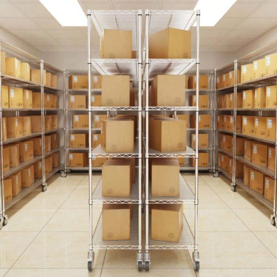 6 Tier Wire Shelving Unit, 6000 LBS NSF Height Adjustable Metal Garage Storage Shelves with Wheels, Heavy Duty Storage Wire Rack Metal Shelves - - 186082