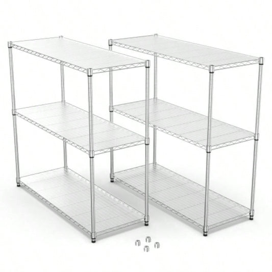 2 Pack 3 Tier Shelf Wire Shelving Unit, 2P - 3TWL1848 - C - LKJ