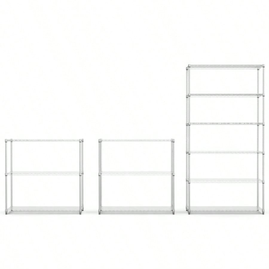 2 Pack 3 Tier Shelf Wire Shelving Unit, 2P - 3TWL1848 - C - LKJ