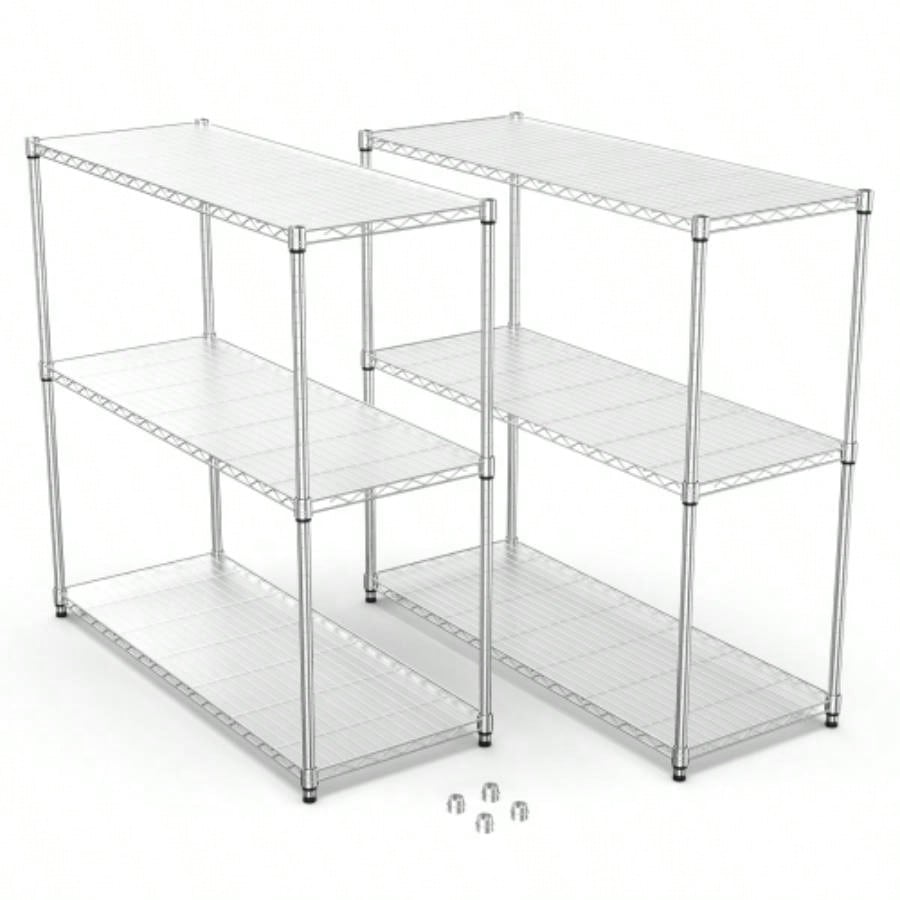 2 Pack 3 Tier Shelf Wire Shelving Unit, 2P - 3TWL1848 - C - LKJ