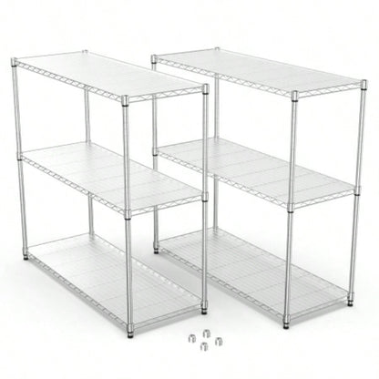 2 Pack 3 Tier Shelf Wire Shelving Unit, 2P - 3TWL1848 - C - LKJ