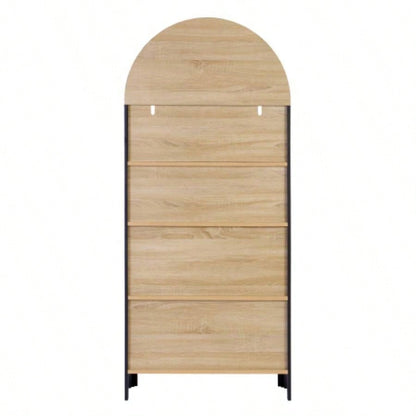 61 Tall Arched Cabinets, Bookcase with storage, Mid - Modern 5 - Tier Bookshelf with Door, Black