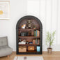 Bookcase, 4 - Shelf Tall Bookshelf, 45.66 Wood Open Display Floor Arched Bookcase, Large Storage Organizer Library, Bedroom, and Living Room Black