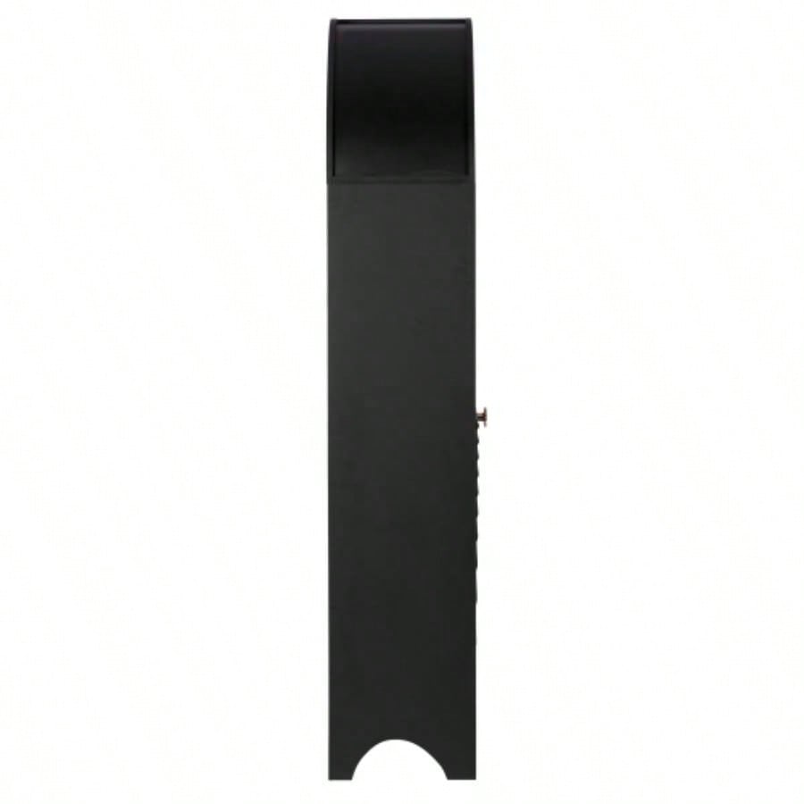 61 Tall Arched Cabinets, Bookcase with storage, Mid - Modern 5 - Tier Bookshelf with Door, Black