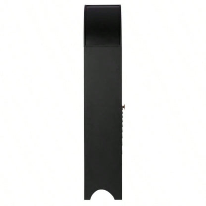 61 Tall Arched Cabinets, Bookcase with storage, Mid - Modern 5 - Tier Bookshelf with Door, Black