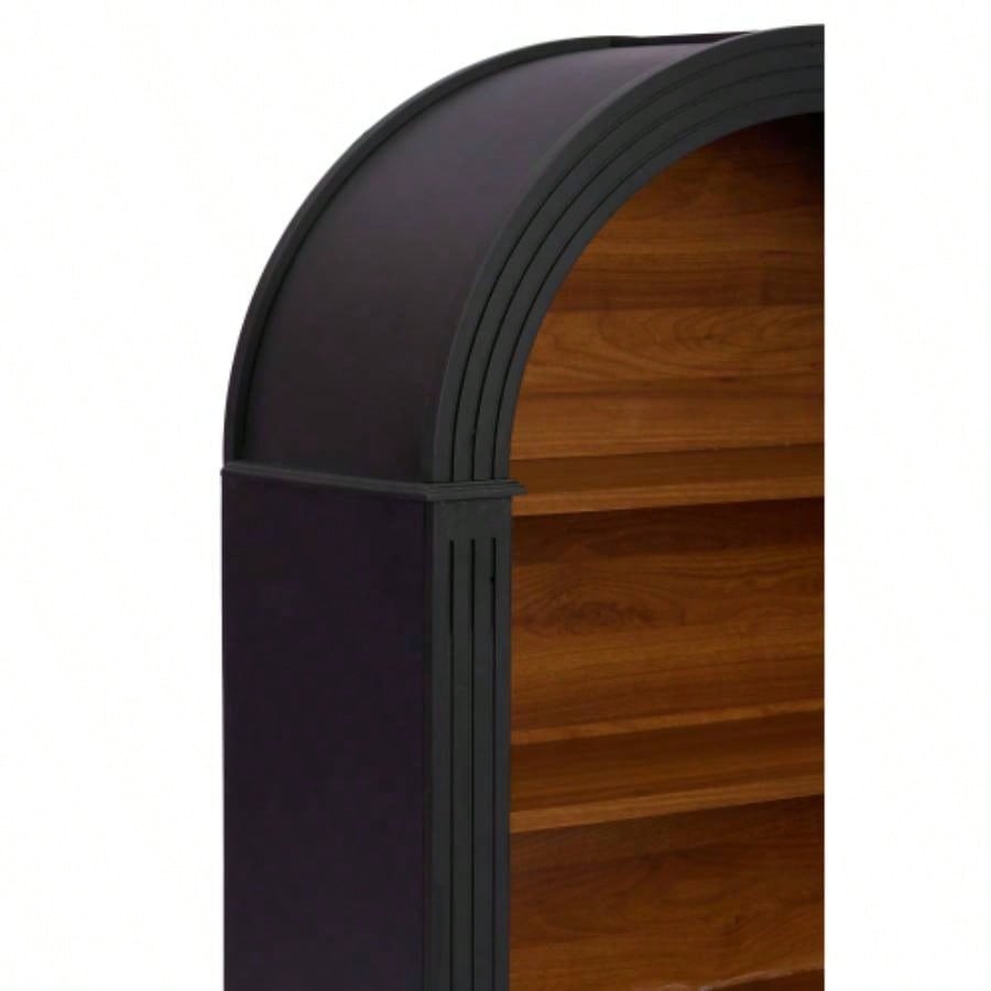 Bookcase, 4 - Shelf Tall Bookshelf, 45.66 Wood Open Display Floor Arched Bookcase, Large Storage Organizer Library, Bedroom, and Living Room Black