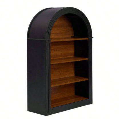 Bookcase, 4 - Shelf Tall Bookshelf, 45.66 Wood Open Display Floor Arched Bookcase, Large Storage Organizer Library, Bedroom, and Living Room Black