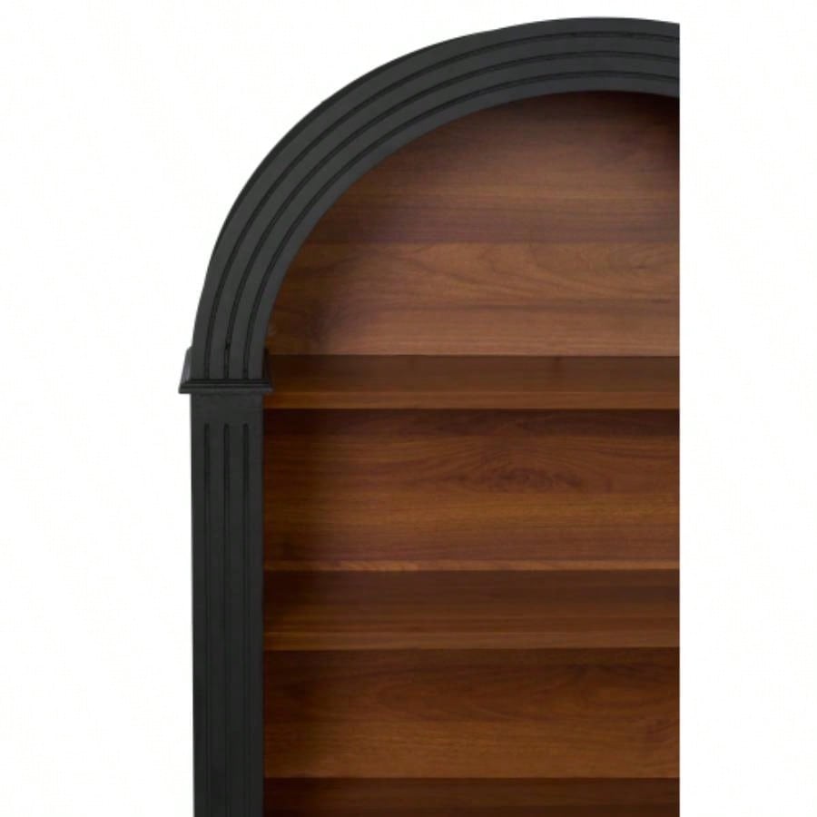 Bookcase, 4 - Shelf Tall Bookshelf, 45.66 Wood Open Display Floor Arched Bookcase, Large Storage Organizer Library, Bedroom, and Living Room Black