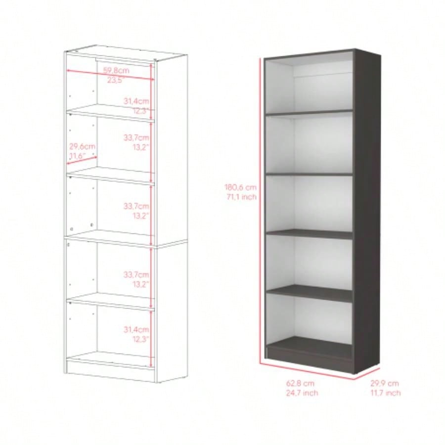 Bookcase 4 - Shelves Benzoni, Office, Matt Gray/ White