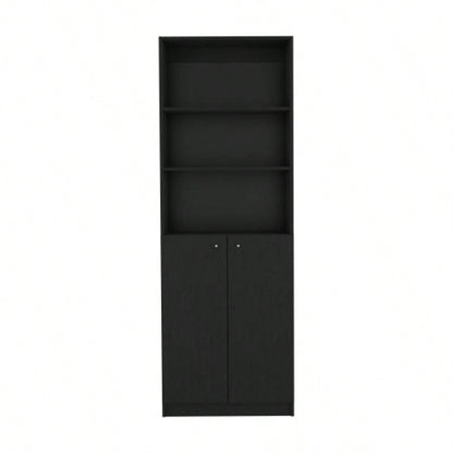 Bookcase Dual - Door Benzoni, Office, Black