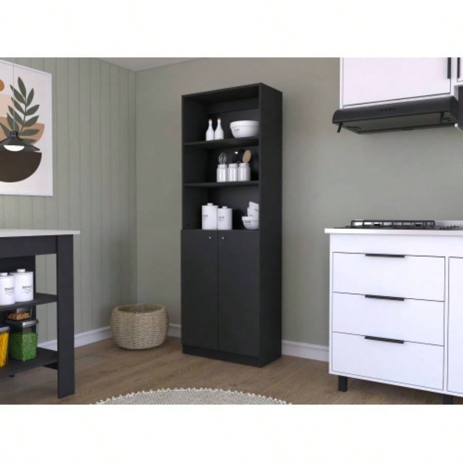 Bookcase Dual - Door Benzoni, Office, Black