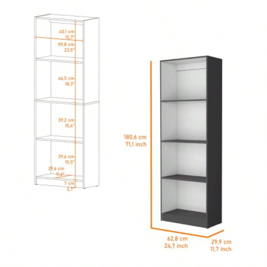 Sutton Bookcase with Tier Storage Shelves