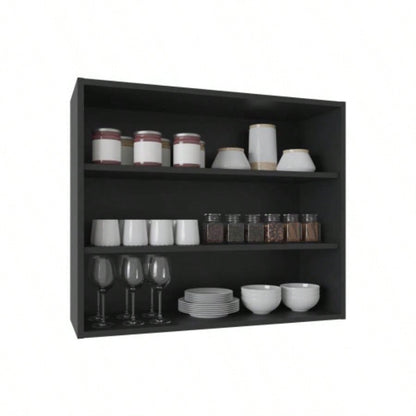 Wall Shelf 30 H, 3 Shelves, Black