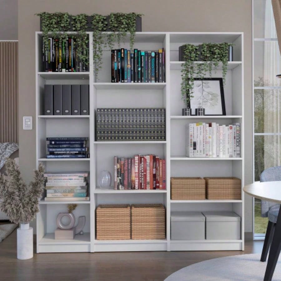 Tuin 3 Piece Living Room Set with 3 Bookcases, White