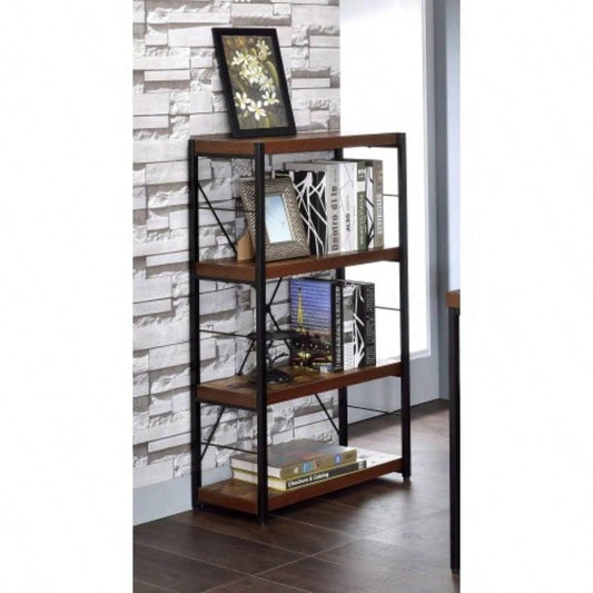 Weathered Oak Black Bookshelf