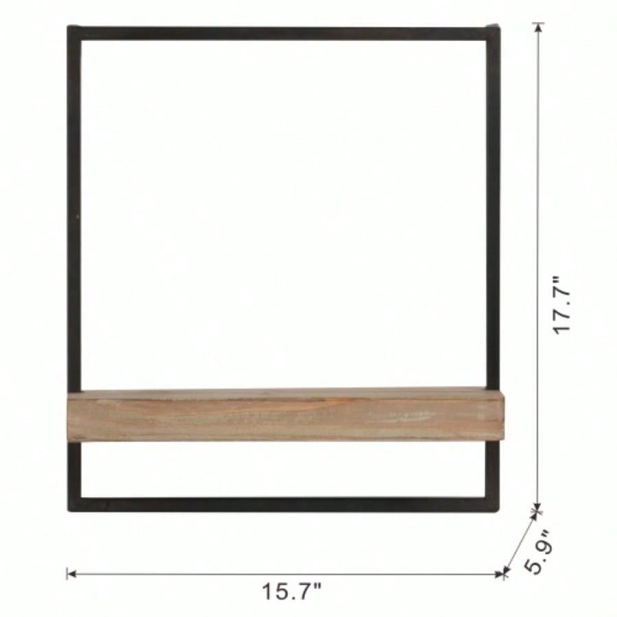 15. 5.9x 17. Iron and Wood Wall Shelf, Wall Hanging Decor, Home Decor Accent