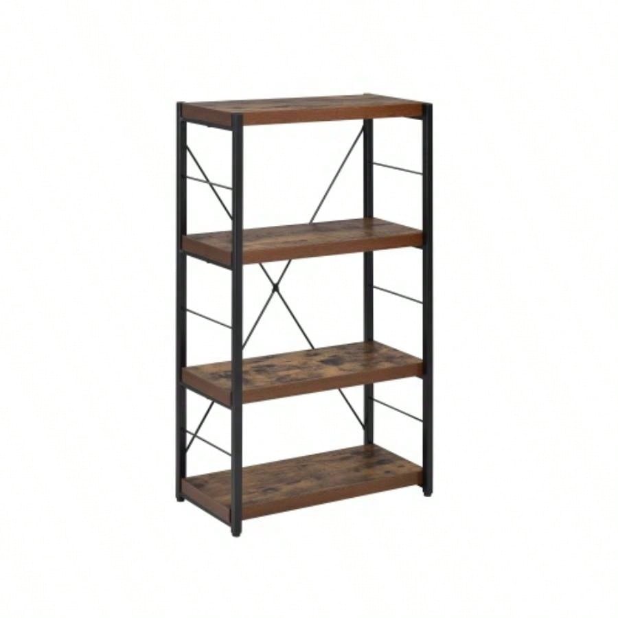 Weathered Oak Black Bookshelf
