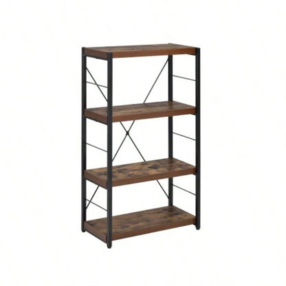 Weathered Oak Black Bookshelf