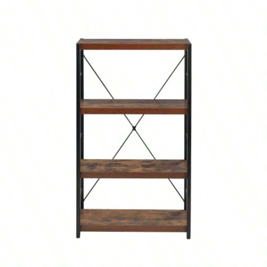 Weathered Oak Black Bookshelf