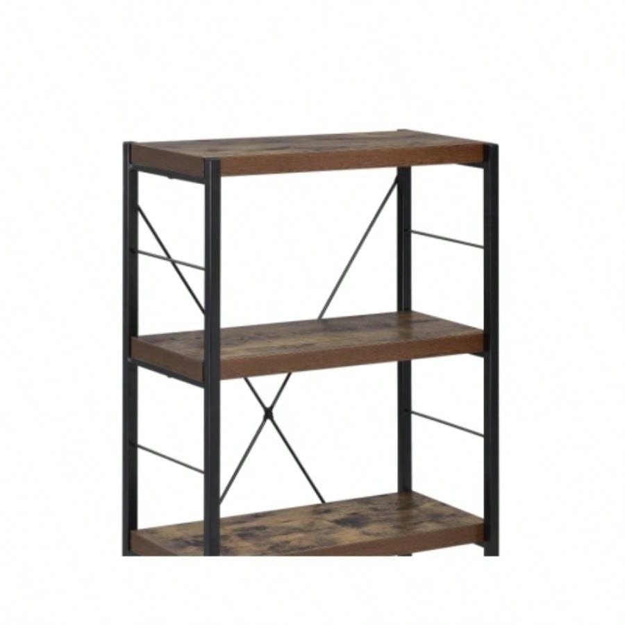 Weathered Oak Black Bookshelf