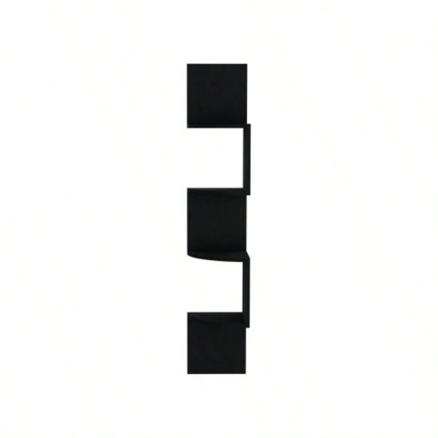 Roy Corner Floating Shelf, Modern 4 - Tier Display, Black