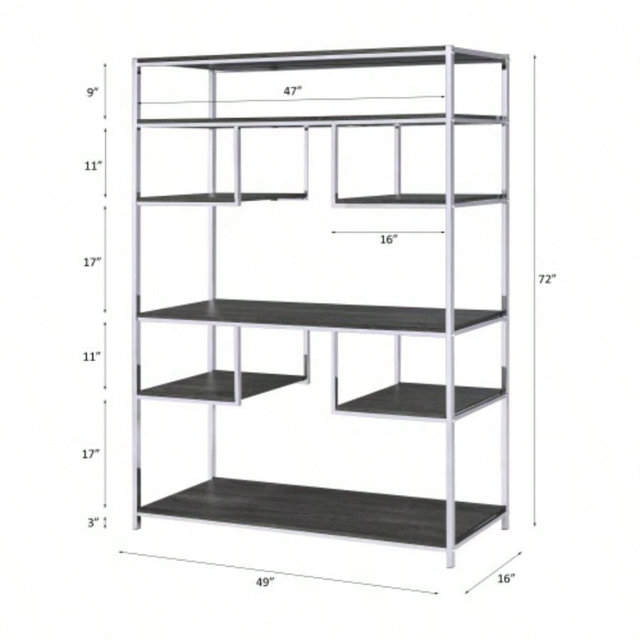 Vonara Rustic Gray Oak Bookshelf