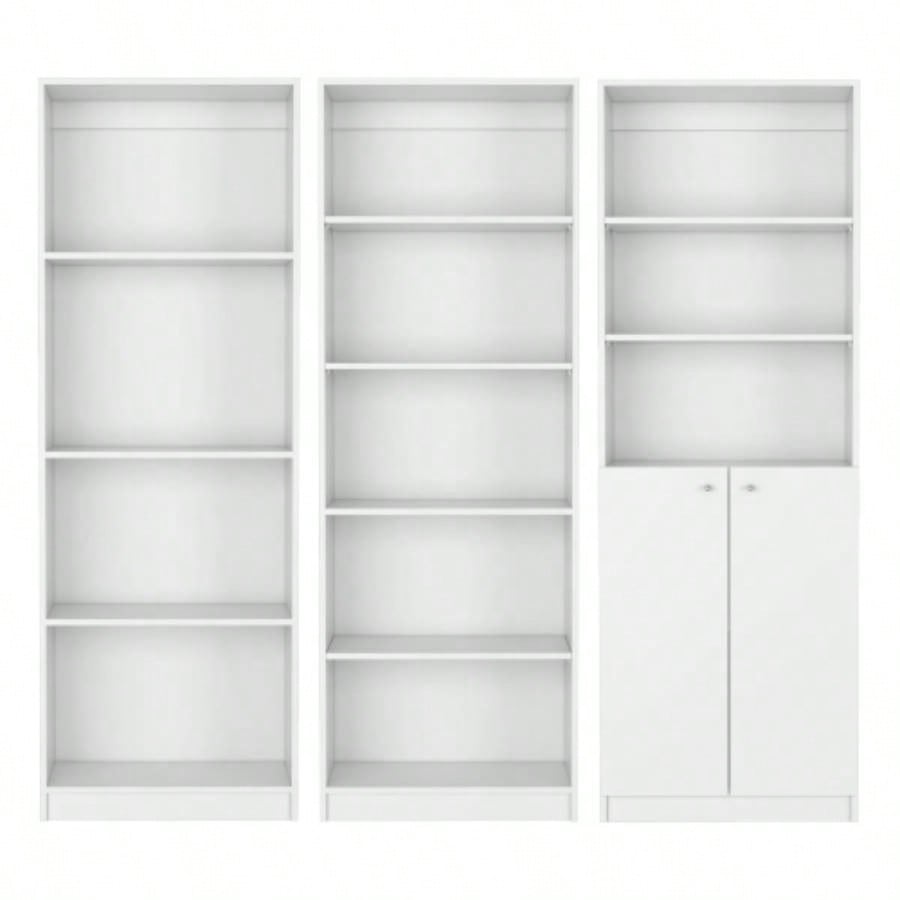 3 Piece Living Room Set with 3 Bookcases, White