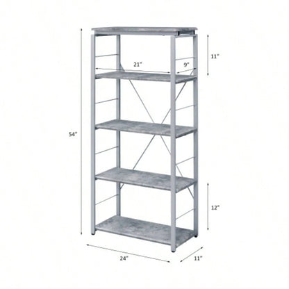 Jurgen Faux Concrete Silver Bookshelf