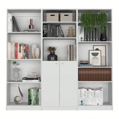 3 Piece Living Room Set with 3 Bookcases, White