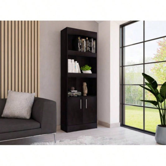 Bookcase Denver, Metal Hardware, Black Wengue