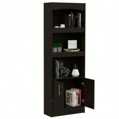 Bookcase Denver, Metal Hardware, Black Wengue