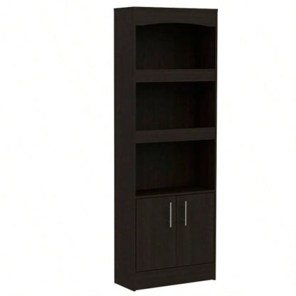 Bookcase Denver, Metal Hardware, Black Wengue