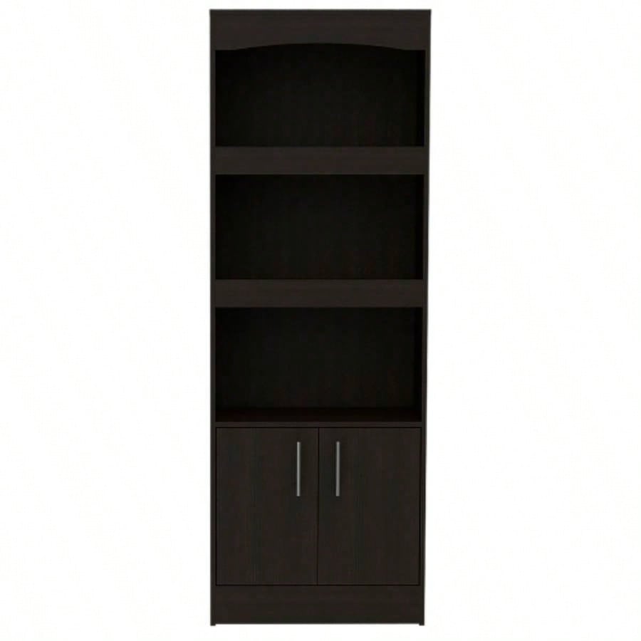 Bookcase Denver, Metal Hardware, Black Wengue