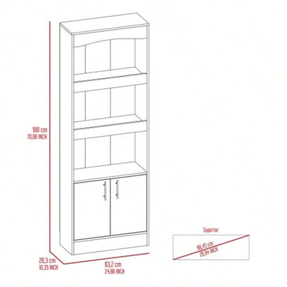 Bookcase Denver, Metal Hardware, Black Wengue
