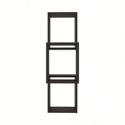 Wall Shelf, 3 Shelves, Black Wengue