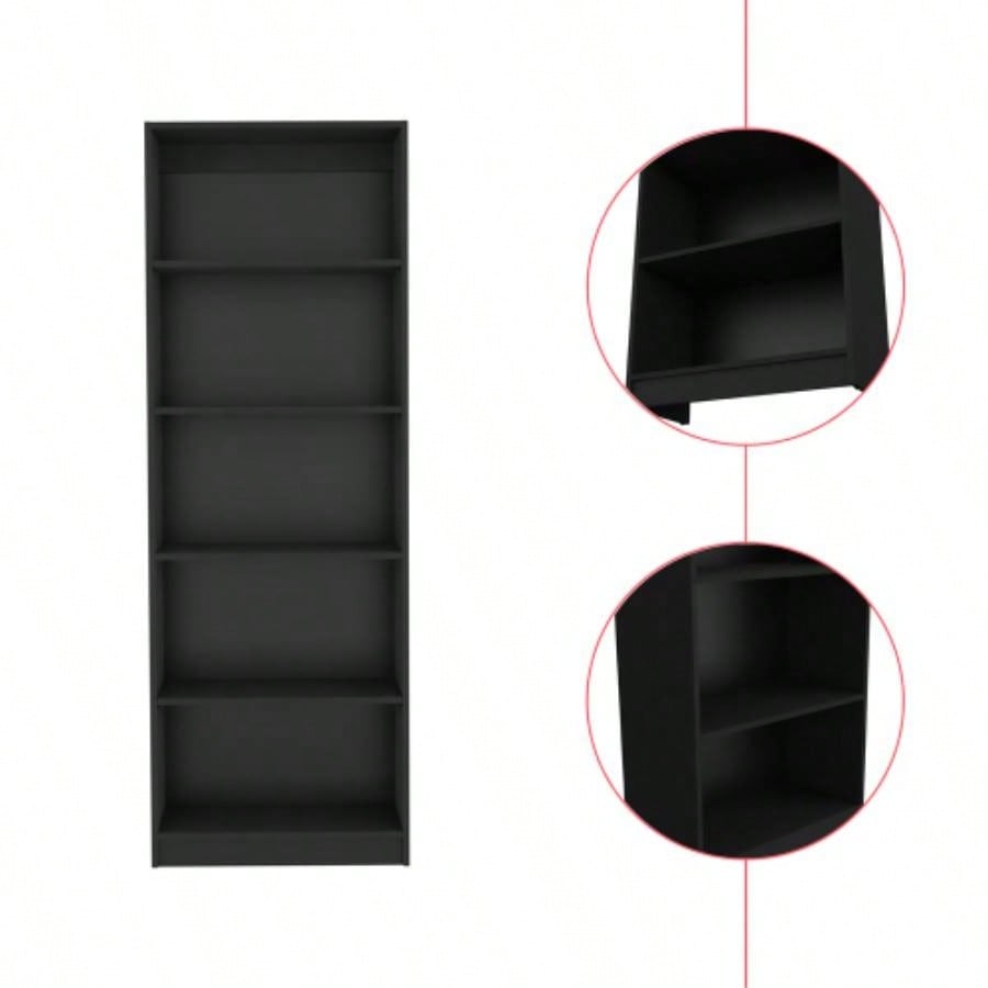 Bookcase 4 - Shelves Benzoni, Office, Black