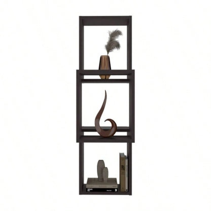 Wall Shelf, 3 Shelves, Black Wengue