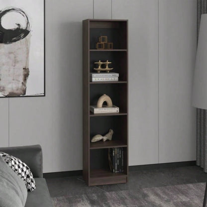 XS Bookcase Compact Bookshelf with Multiple Shelves, Dark Walnut/ Black Wengue