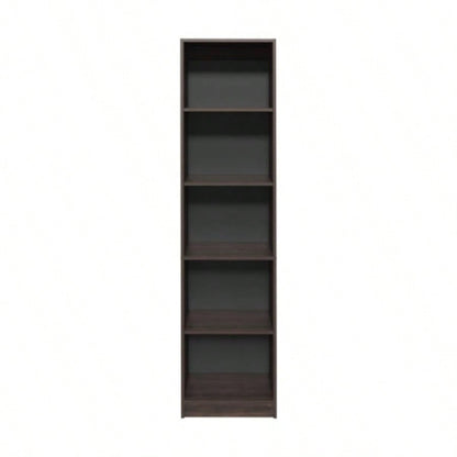 XS Bookcase Compact Bookshelf with Multiple Shelves, Dark Walnut/ Black Wengue