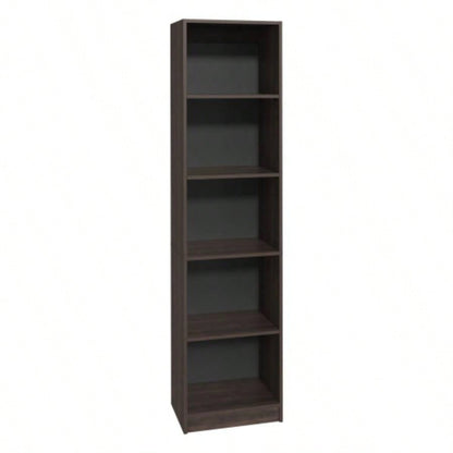 XS Bookcase Compact Bookshelf with Multiple Shelves, Dark Walnut/ Black Wengue