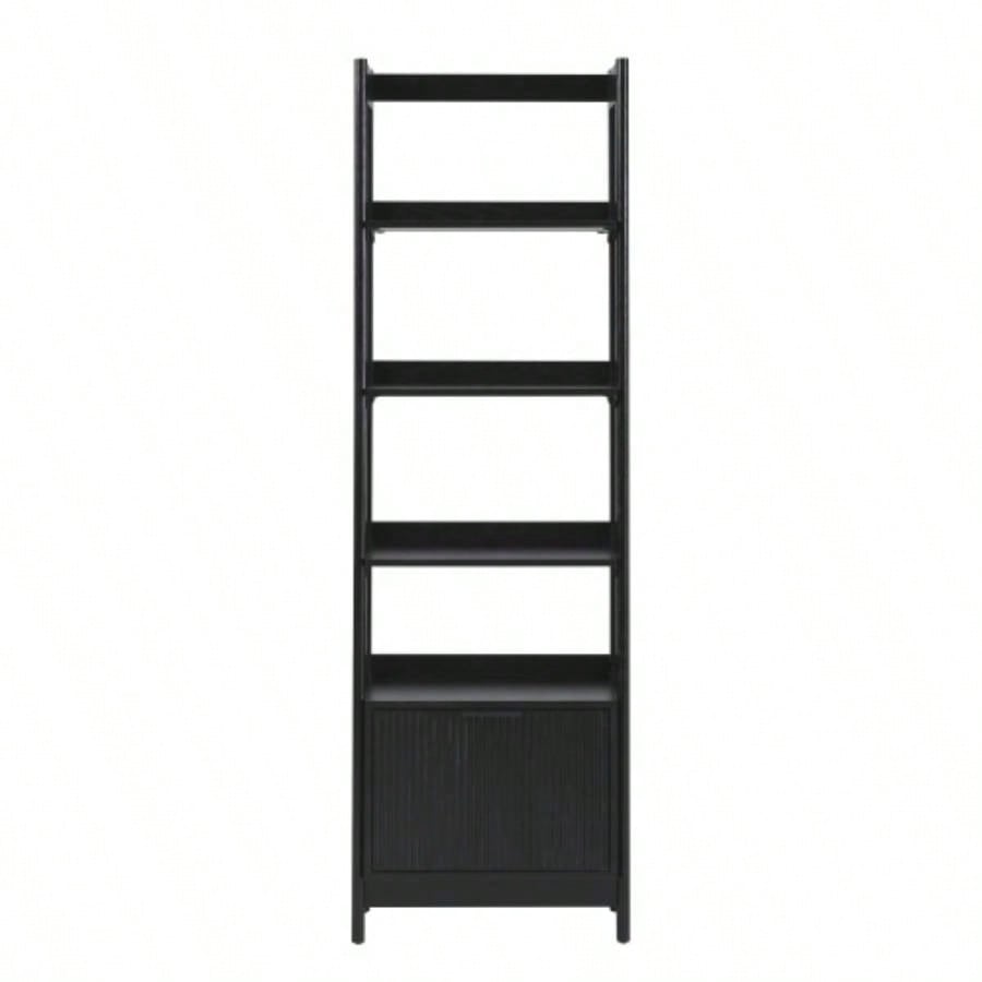 Transitional Narrow Bookshelf with Drawer on Bottom - Black