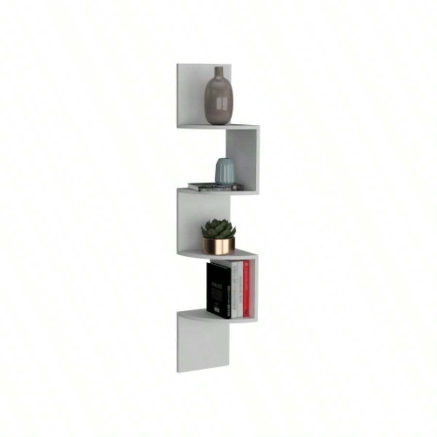 Roy Corner Floating Shelf, Modern 4 - Tier Display, White