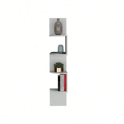 Roy Corner Floating Shelf, Modern 4 - Tier Display, White