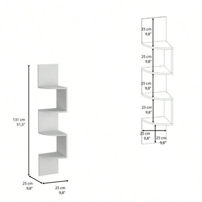 Roy Corner Floating Shelf, Modern 4 - Tier Display, White
