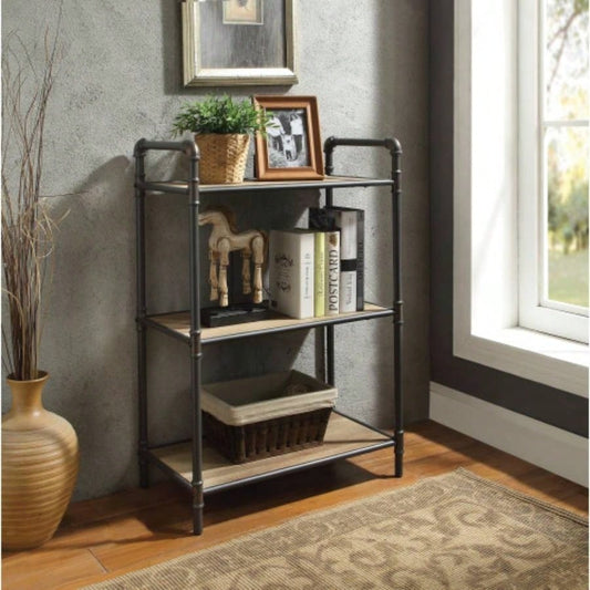 Itzel Antique Oak Sandy Gray Bookshelf