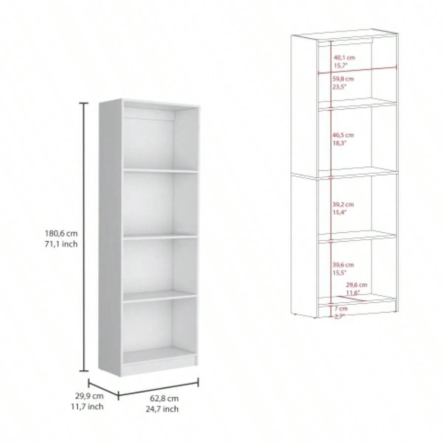Clawson 4 Piece Living Room Set with 4 Bookcases, White