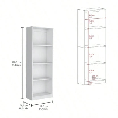 Clawson 4 Piece Living Room Set with 4 Bookcases, White