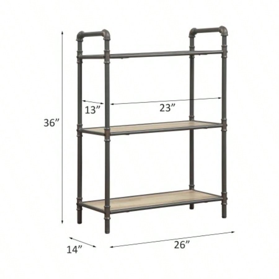 Itzel Antique Oak Sandy Gray Bookshelf