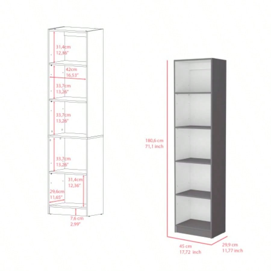Bookcase XS Benzoni, Office, Matt Gray/ White