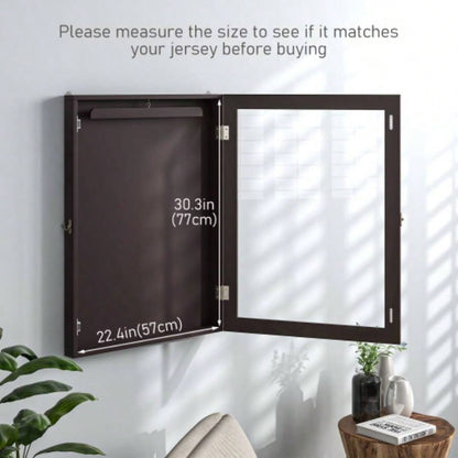 HOMCOM 24x 32 Jersey Display, Wall - Mounted Memorabilia Acrylic Shadow Box with Hanger, Brown